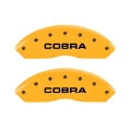 Picture of MGP 4 Caliper Covers Engraved Front Cobra Rear Snake Yellow Finish Black Char 2008 Ford Mustang