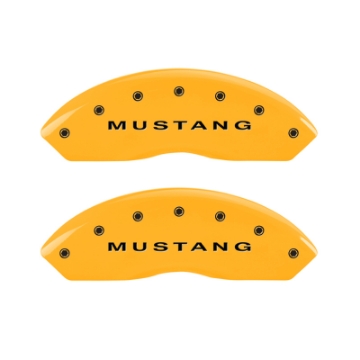 Picture of MGP 4 Caliper Covers Engraved Front Mustang Rear Bar & Pony Yellow Finish Blk Char 2006 Ford Mustang