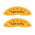 Picture of MGP 4 Caliper Covers Engraved Front & Rear Raptor Yellow Finish Black Char 2011 Ford F-150