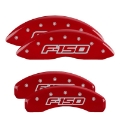 Picture of MGP 4 Caliper Covers Engraved Front & Rear Oval Logo-Ford Red Finish Silver Char 2014 Ford F-150