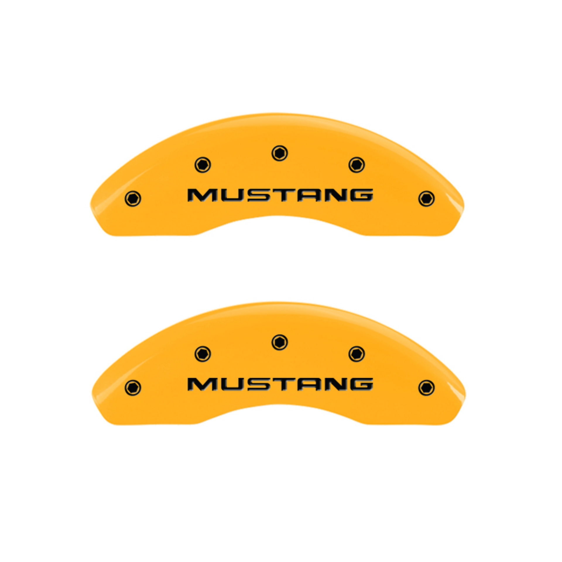 Picture of MGP 4 Caliper Covers Engraved Front Mustang Rear Sn95-Gt Yellow Finish Black Char 1997 Ford Mustang