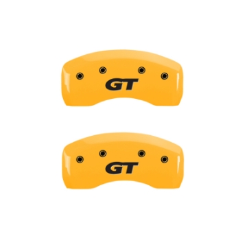 Picture of MGP 4 Caliper Covers Engraved Front Mustang Rear Sn95-Gt Yellow Finish Black Char 1997 Ford Mustang
