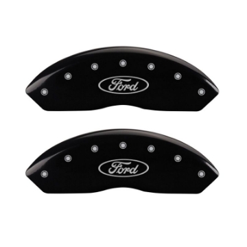 Picture of MGP 4 Caliper Covers Engraved Front & Rear Oval Logo-Ford Black Finish Silver Char 2017 Ford Fusion