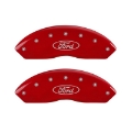 Picture of MGP 4 Caliper Covers Engraved Front & Rear Oval Logo-Ford Red Finish Silver Char 2018 Ford Fusion