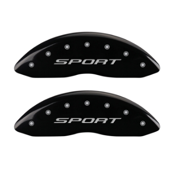 Picture of MGP 4 Caliper Covers Engraved Front & Rear 2015-Sport Black Finish Silver Char 2017 Ford Fusion
