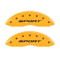 Picture of MGP 4 Caliper Covers Engraved Front & Rear 2015-Sport Yellow Finish Black Char 2017 Ford Fusion