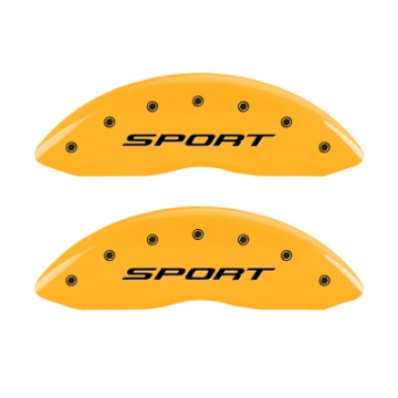 Picture of MGP 4 Caliper Covers Engraved Front & Rear 2015-Sport Yellow Finish Black Char 2017 Ford Fusion