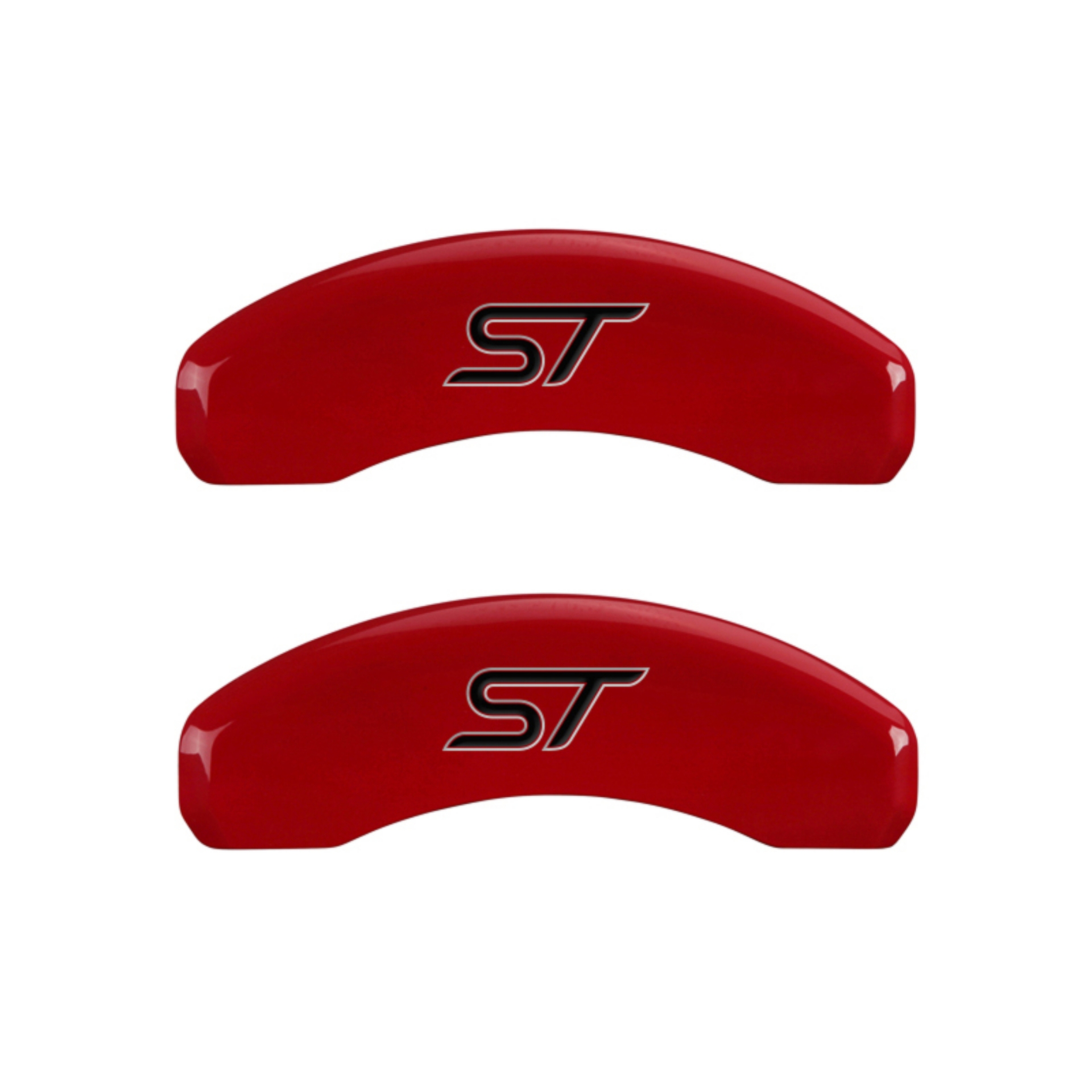 Picture of MGP 4 Caliper Covers Engraved Front & Rear No Bolts-St Red Finish Silver Char 2018 Ford Fusion
