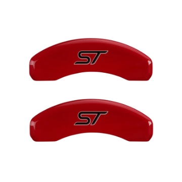 Picture of MGP 4 Caliper Covers Engraved Front & Rear No Bolts-St Red Finish Silver Char 2018 Ford Fusion