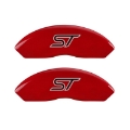 Picture of MGP 4 Caliper Covers Engraved Front & Rear No Bolts-St Red Finish Silver Char 2018 Ford Fusion