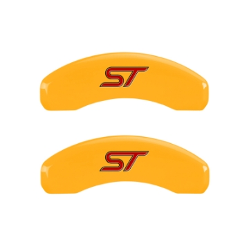 Picture of MGP 4 Caliper Covers Engraved Front & Rear No Bolts-St Yellow Finish Black Char 2018 Ford Fusion
