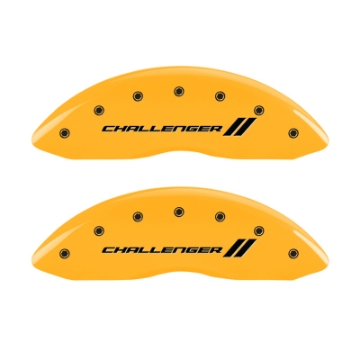Picture of MGP 4 Caliper Covers Engraved F & R Stripes-Challenger Yellow Finish Black Char 2006 Dodge Charger