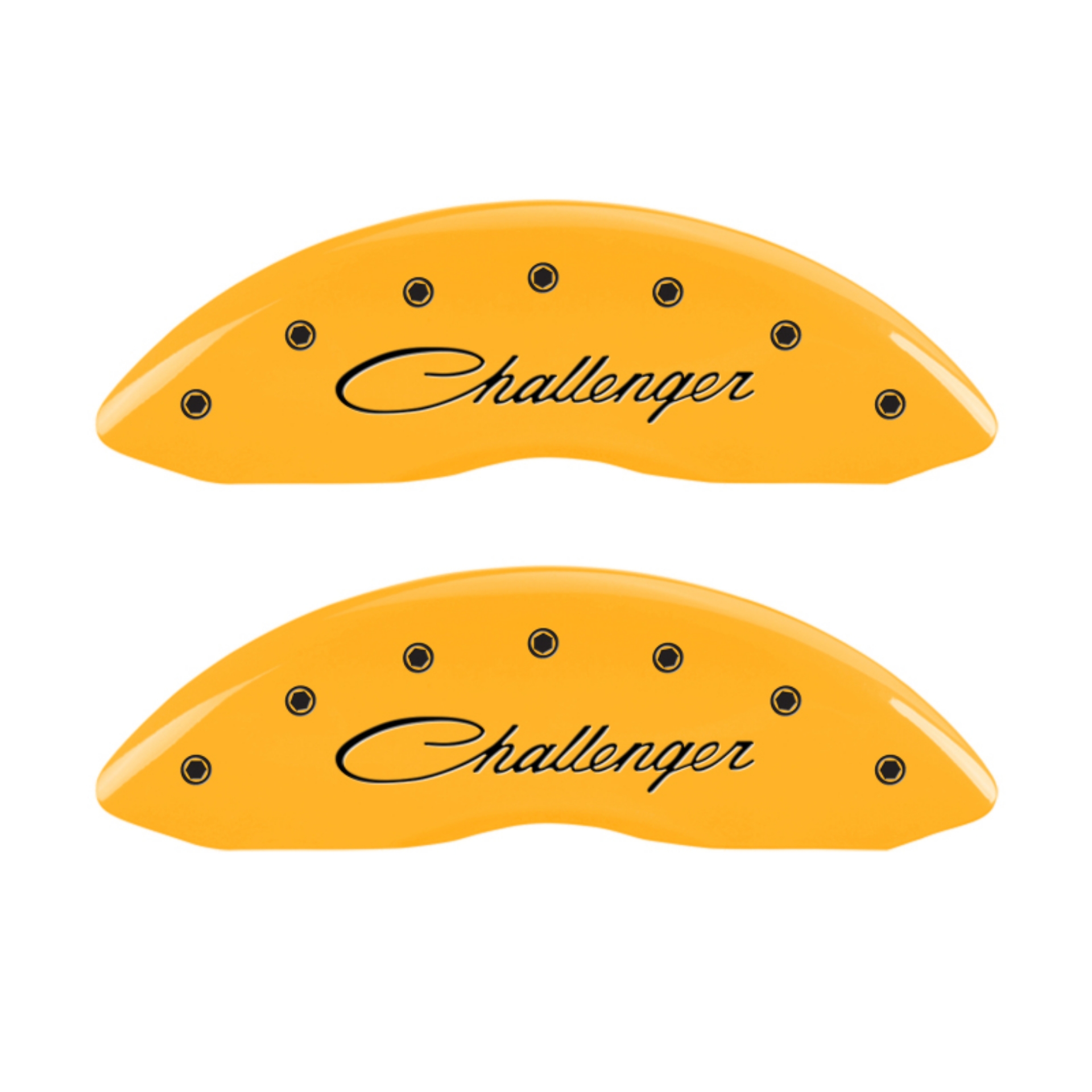 Picture of MGP 4 Caliper Covers Engraved Front Challenger Rear RT Yellow Finish Black Char 2006 Dodge Charger