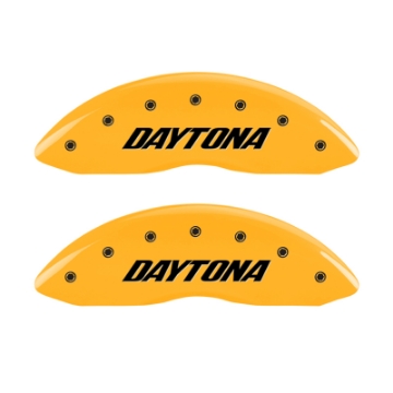 Picture of MGP 4 Caliper Covers Engraved Front & Rear Daytona Yellow Finish Black Char 2006 Dodge Charger