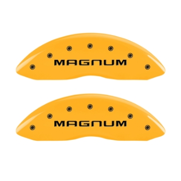 Picture of MGP 4 Caliper Covers Engraved Front & Rear Magnum Yellow Finish Black Char 2006 Dodge Charger