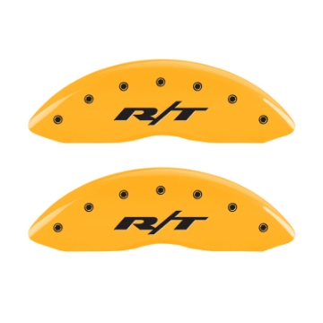 Picture of MGP 4 Caliper Covers Engraved Front & Rear RT1-Truck Yellow Finish Black Char 2006 Dodge Charger