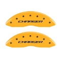 Picture of MGP 4 Caliper Covers Engraved Front Charger Rear RT Yellow Finish Black Char 2007 Dodge Charger