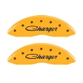 Picture of MGP 4 Caliper Covers Engraved F & R Cursive-Charger Yellow Finish Black Char 2006 Dodge Charger