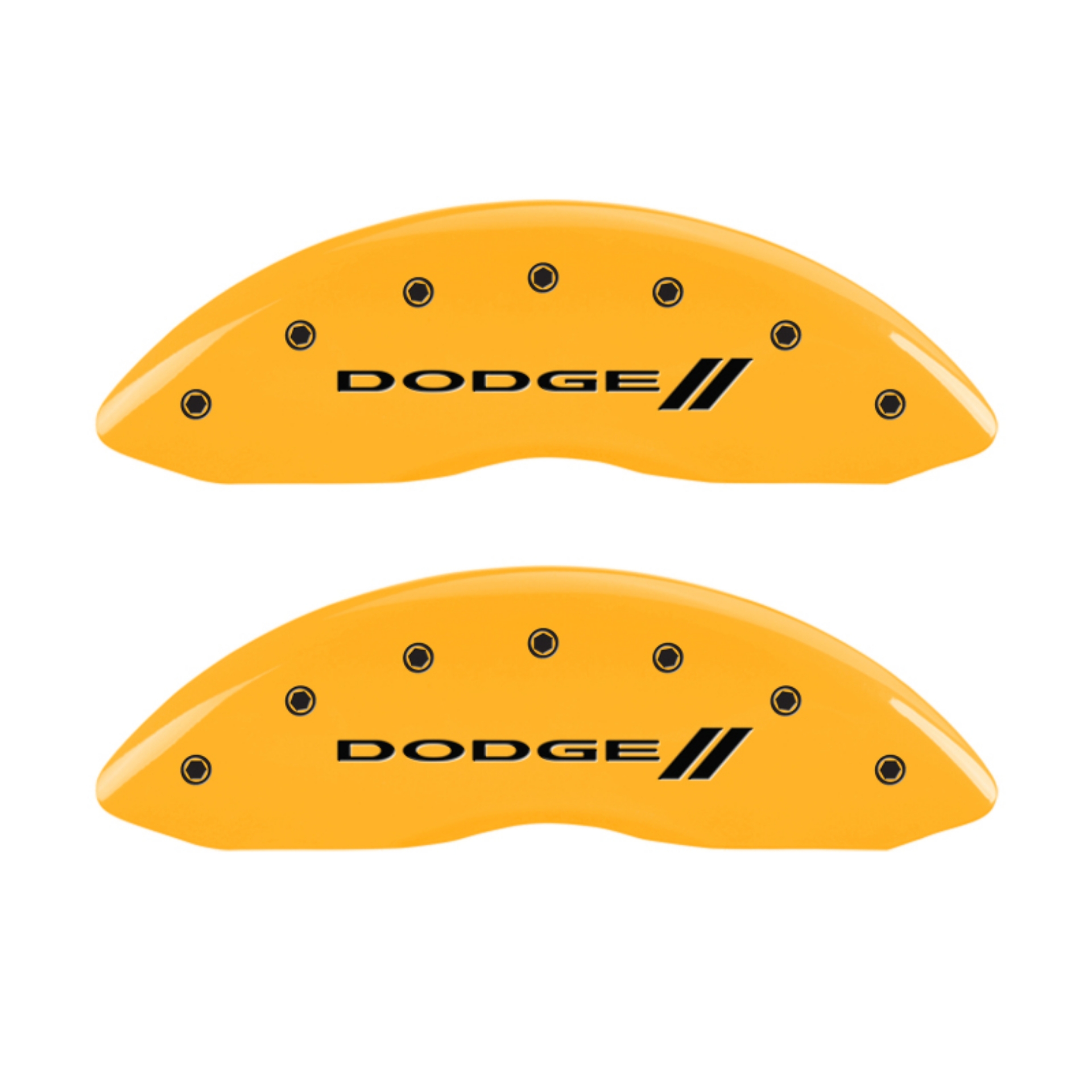 Picture of MGP 4 Caliper Covers Engraved F & R w- Stripes-Dodge Yellow Finish Black Char 2006 Dodge Charger