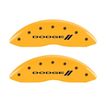 Picture of MGP 4 Caliper Covers Engraved F & R w- Stripes-Dodge Yellow Finish Black Char 2006 Dodge Charger