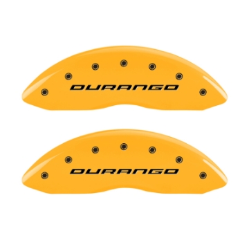 Picture of MGP 4 Caliper Covers Engraved Front & Rear Durango Yellow Finish Black Char 2007 Dodge Durango