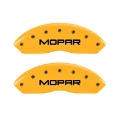 Picture of MGP 4 Caliper Covers Engraved Front & Rear Mopar Yellow Finish Black Char 2010 Dodge Nitro