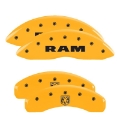 Picture of MGP 4 Caliper Covers Engraved Front & Rear Mopar Yellow Finish Black Char 2010 Dodge Nitro