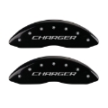 Picture of MGP 4 Caliper Covers Engraved Front Charger Rear RT Black Finish Silver Char 2016 Dodge Challenger