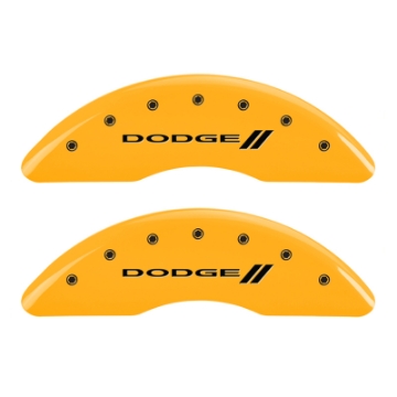Picture of MGP 4 Caliper Covers Engraved F & R Stripes-Dodge Yellow Finish Black Char 2010 Dodge Ram 3500
