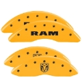 Picture of MGP 4 Caliper Covers Engraved Front Ram Rear Ramhead Yellow Finish Black Char 2010 Dodge Ram 2500