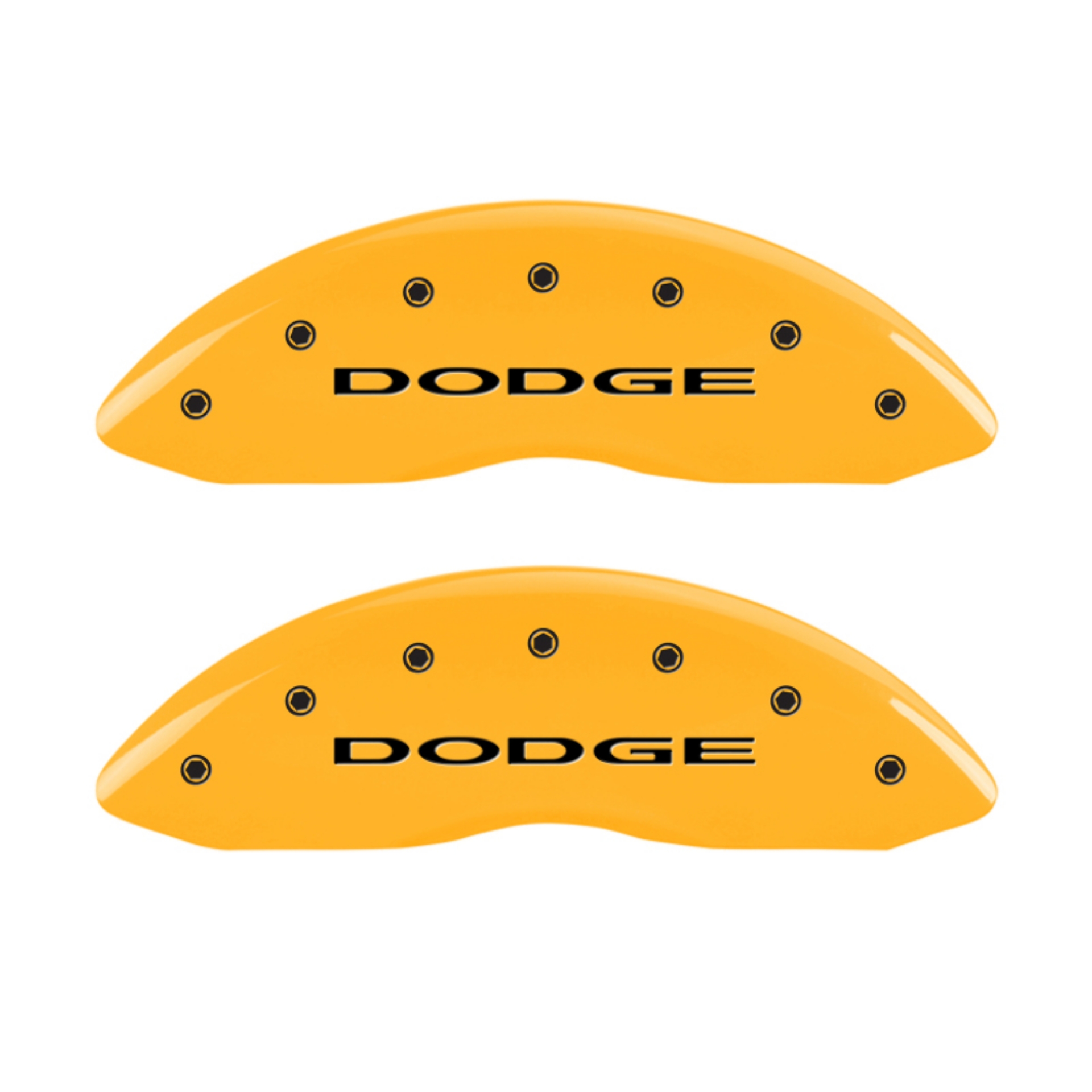 Picture of MGP 4 Caliper Covers Engraved Front & Rear Dodge Yellow Finish Black Char 2006 Dodge Durango