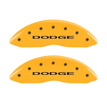 Picture of MGP 4 Caliper Covers Engraved Front & Rear Dodge Yellow Finish Black Char 2006 Dodge Durango