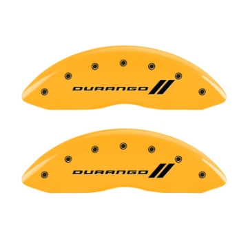 Picture of MGP 4 Caliper Covers Engraved F & R w- Stripes-Durango Yellow Finish Black Char 2006 Dodge Durango