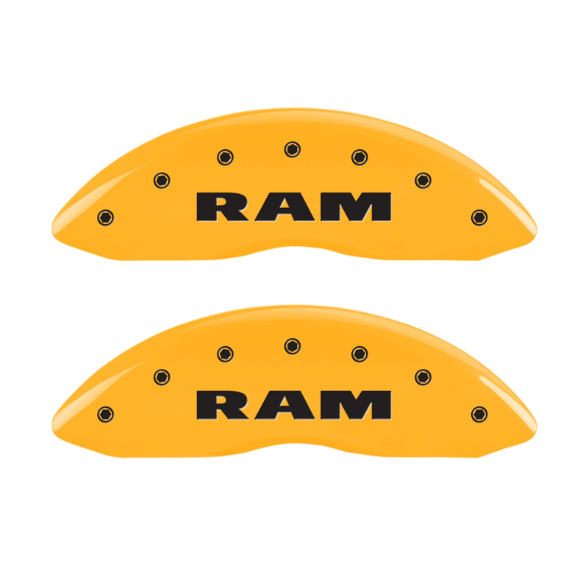 Picture of MGP 4 Caliper Covers Engraved Front & Rear Ram Yellow Finish Black Char 2006 Dodge Durango