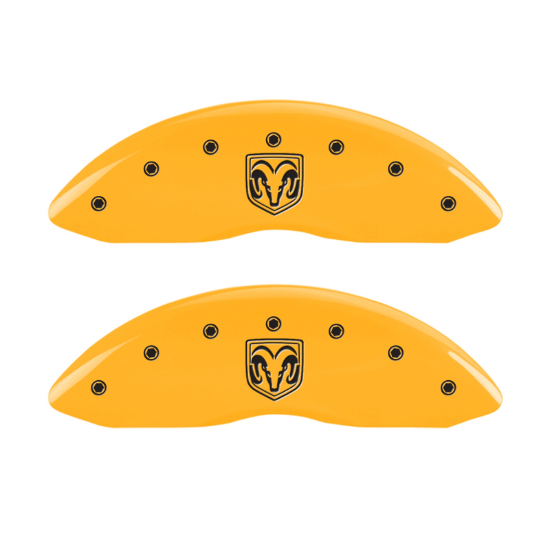 Picture of MGP 4 Caliper Covers Engraved Front Ram Rear Ramhead Yellow Finish Black Char 2006 Dodge Durango