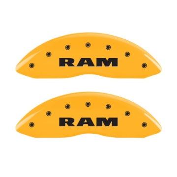Picture of MGP 4 Caliper Covers Engraved Front Ram Rear Ramhead Yellow Finish Black Char 2006 Dodge Durango