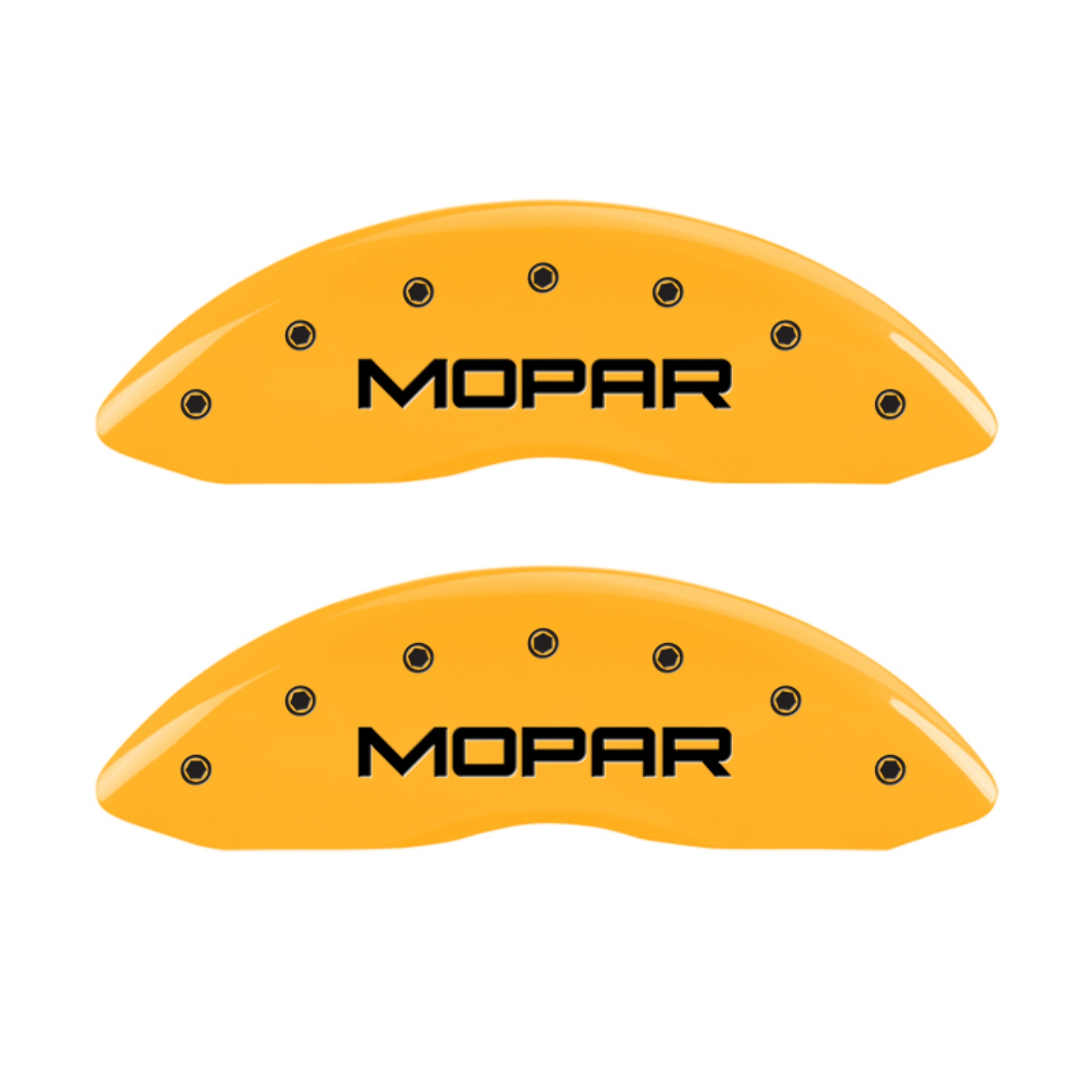 Picture of MGP 4 Caliper Covers Engraved Front & Rear Mopar Yellow Finish Black Char 2001 Dodge Viper