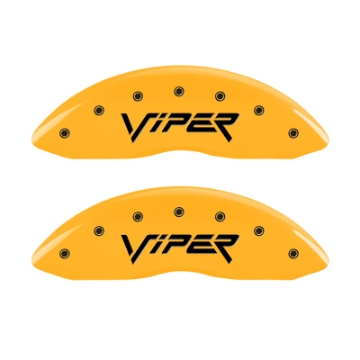 Picture of MGP 4 Caliper Covers Engraved Front Viper Rear Snake Yellow Finish Black Char 2002 Dodge Viper