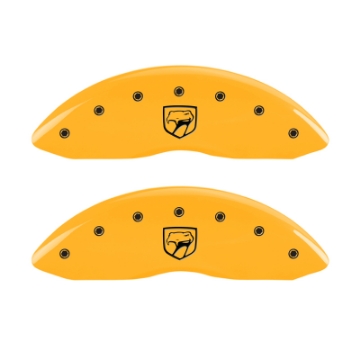 Picture of MGP 4 Caliper Covers Engraved Front Viper Rear Snake Yellow Finish Black Char 2002 Dodge Viper