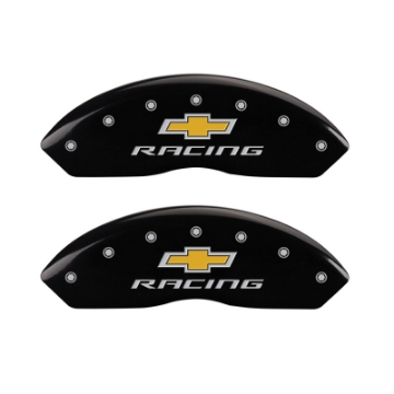 Picture of MGP 4 Caliper Covers Engraved F & R Chevy Racing Black Finish Silver Char 1988 Chevrolet Corvette