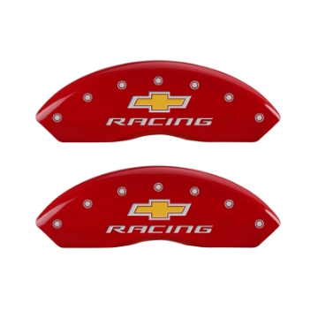 Picture of MGP 4 Caliper Covers Engraved F & R Chevy Racing Red Finish Silver Char 1988 Chevrolet Corvette