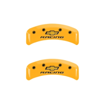 Picture of MGP 4 Caliper Covers Engraved F & R Chevy Racing Yellow Finish Black Char 1988 Chevrolet Corvette