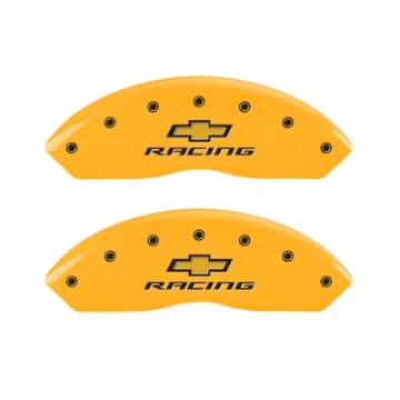 Picture of MGP 4 Caliper Covers Engraved F & R Chevy Racing Yellow Finish Black Char 1988 Chevrolet Corvette