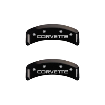 Picture of MGP 4 Caliper Covers Engraved F & R C4-Corvette Black Finish Silver Char 1988 Chevrolet Corvette