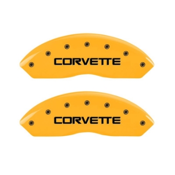 Picture of MGP 4 Caliper Covers Engraved F & R C4-Corvette Yellow Finish Black Char 1988 Chevrolet Corvette