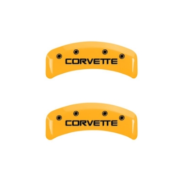 Picture of MGP 4 Caliper Covers Engraved F & R C4-Corvette Yellow Finish Black Char 1988 Chevrolet Corvette