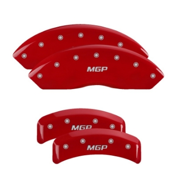 Picture of MGP 4 Caliper Covers Engraved Front & Rear MGP Red Finish Silver Char 1988 Chevrolet Corvette
