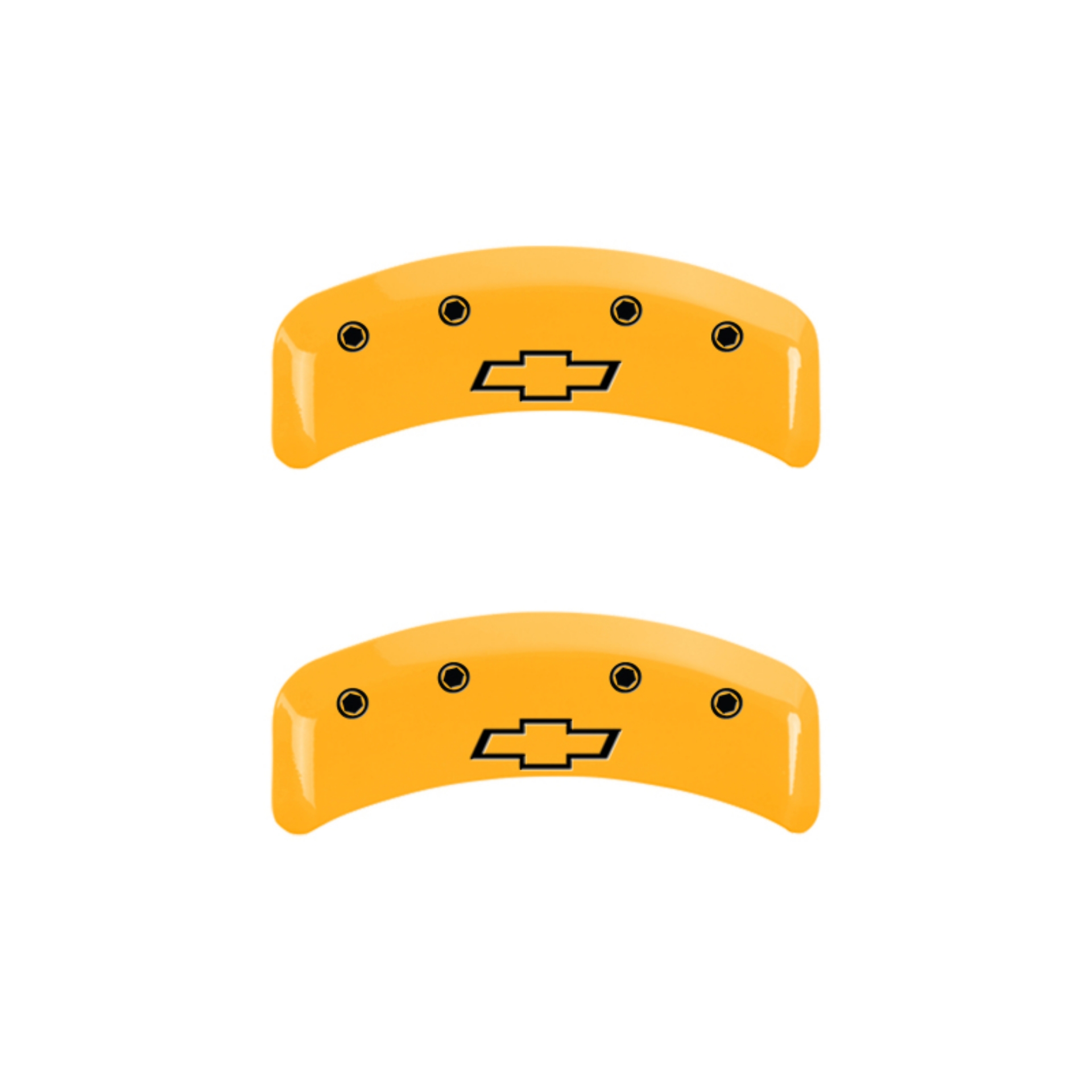 Picture of MGP 4 Caliper Covers Engraved Front & Rear Bowtie Yellow Finish Black Char 1997 Chevrolet Camaro