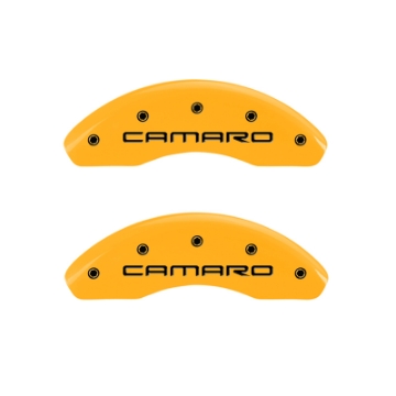 Picture of MGP 4 Caliper Covers Engraved Front Camaro Rear Z28 Yellow Finish Black Char 1997 Chevy Camaro