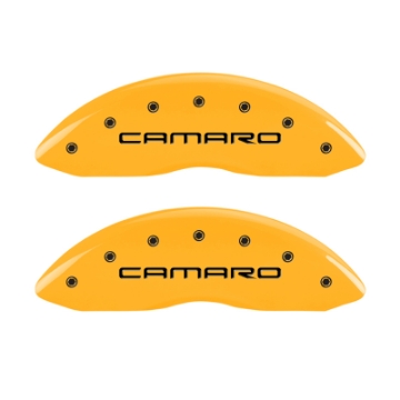 Picture of MGP 4 Caliper Covers Engraved F & R Gen 4-Camaro Yellow Finish Black Char 2000 Chevrolet Camaro